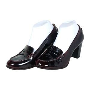MICHAEL Michael Kors Women's US8,5 Deep Red Patent Leather Heel Loafer Pumps